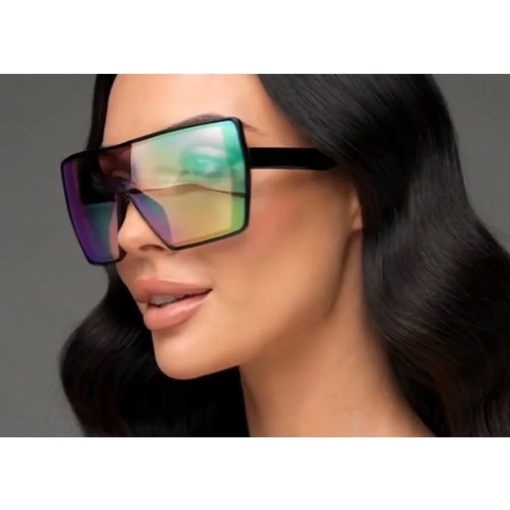 Shield Sunglasses Pink Mirrored Lens Flat Top Oversized Fashion Sunnies‎ Lentes
